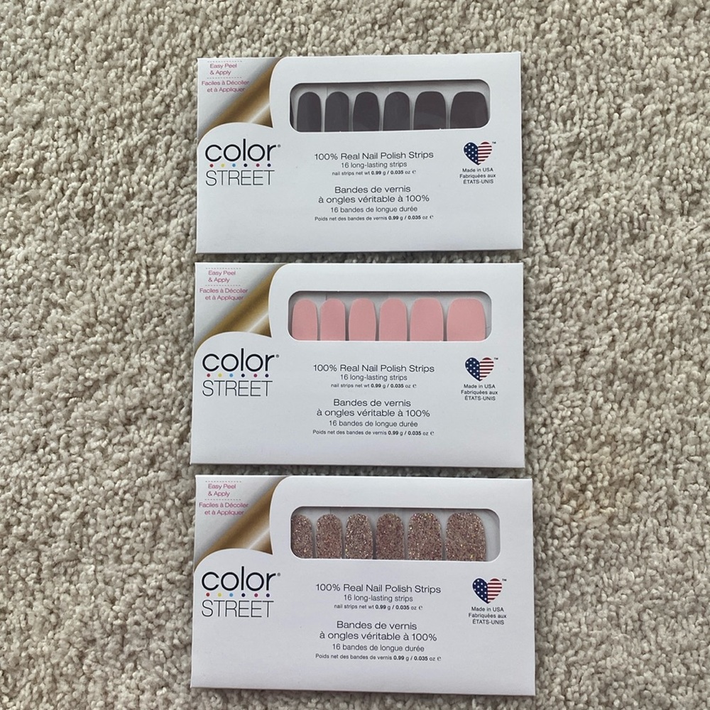 3 brand new sets of Color Street nail polish strips